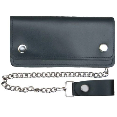 Leather Motorcycle Wallet with Chain Made of Genuine Leather Priced at Wholesale