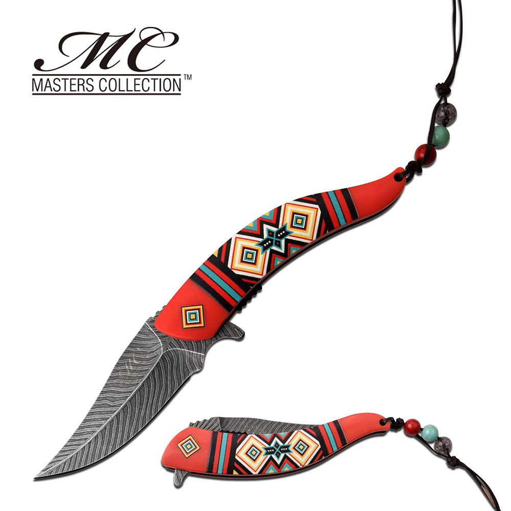 Red Nylon Fiber Handle KNIFE With Colorful Pattern