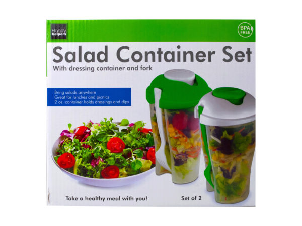 2 PAck SAlAd ContAiner Set with Dressing ContAiners &Amp; Forks