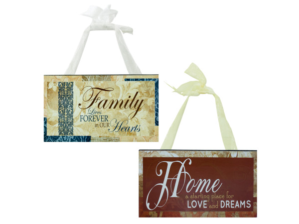 Family & Home Wood SIGN with Ribbon Hanger