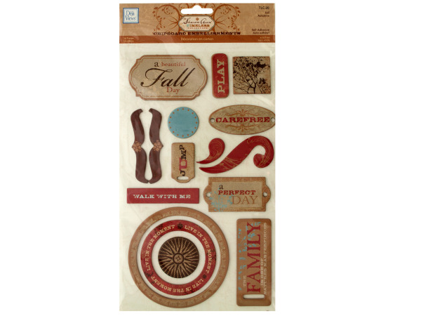 Fall Self-Adhesive Chipboard Embellishments