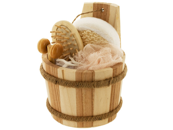 Bath Set in Wood Barrel