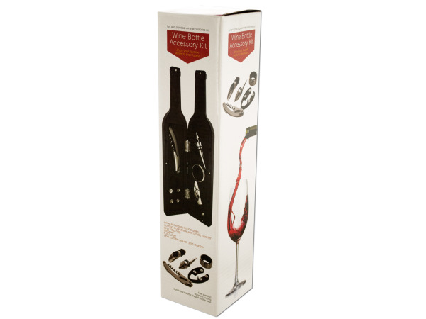 Wine Bottle Accessory Kit in Bottle-Shaped Case