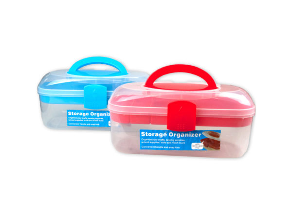 Storage Organizer Box with Handle & Removable Tray