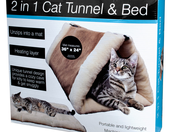 2 In 1 Cat Tunnel & Bed with Heating Layer