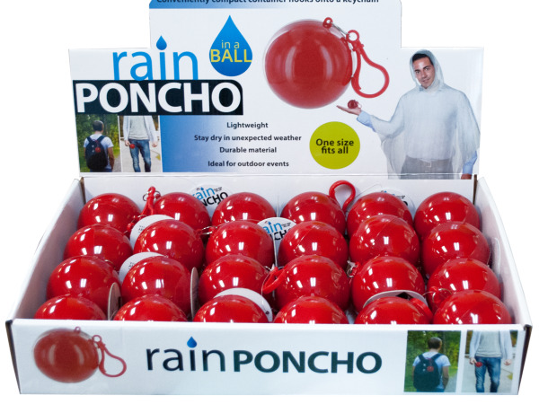 Rain Poncho in a Ball Countertop Display