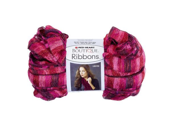 Metallic Pink & RED Rosebud Ribbons Yarn