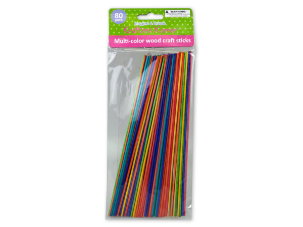 Multi-color Wood CRAFT Sticks 80 Pack