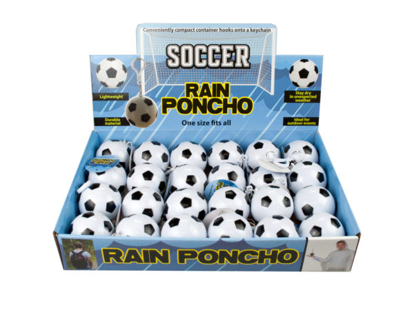 Soccer Ball KEYCHAIN Rain Poncho in Countertop Display