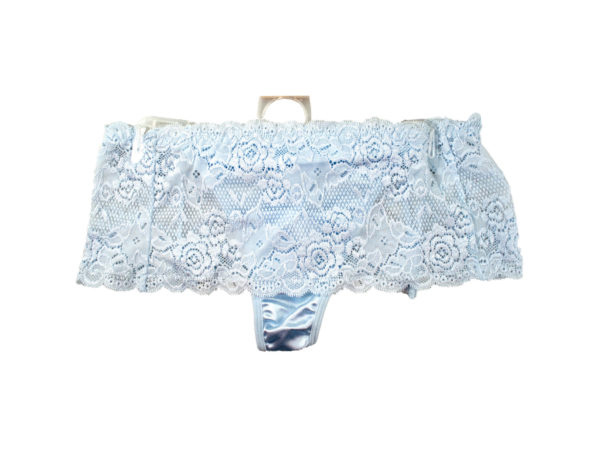 Light Blue Stretch Lace Underwear Thong Size 10