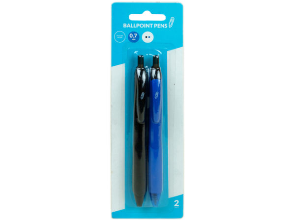 ''Retractable 0.7Mm Ballpoint PENs, Black/Blue (2Pk)''