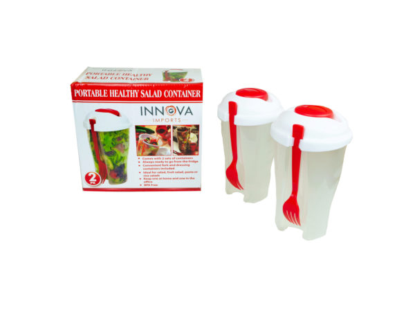 Red 2 Pack Salad Container Set
