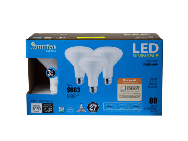 3 Pack 11 Watt LED Dimmable Soft White Floodlamp LIGHT BULBS