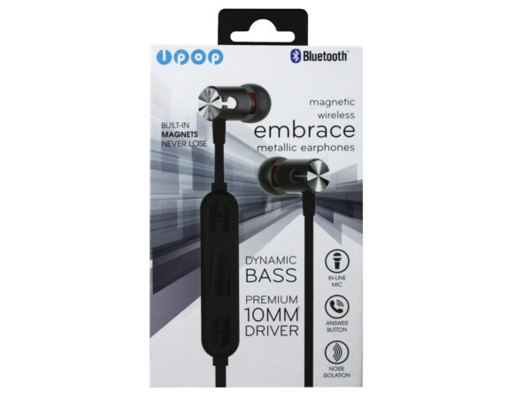 iPop Embrace Black Bluetooth Earphones with Case