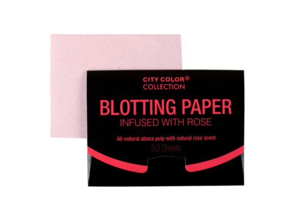 blotting PAPER infused with rose in countertop display