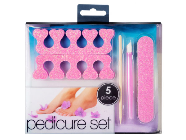 5 piece glitter-on pedicure set