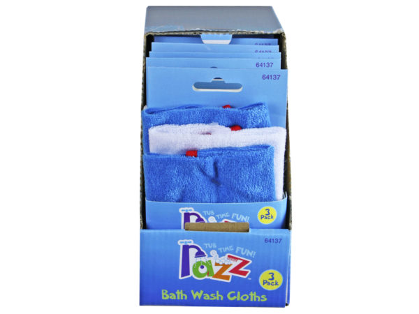 Razz My Little Bath Buds 3pk Gentle Wash Cloths in Countertop Display