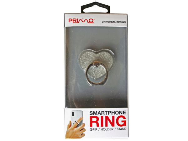 Primo Universal Silver Heart Glitter Smartphone RING