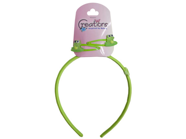 Creations 3 Piece Frog Themed Headband & Clips Set