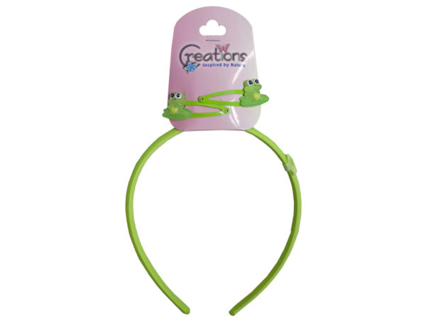 Creations 3 Piece Frog Themed Headband & CLIPs Set