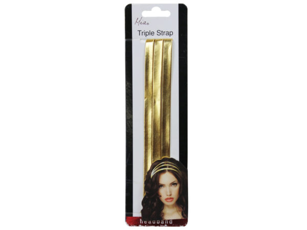 Mia Beauty Triple Strap Fashion HEADBAND Gold