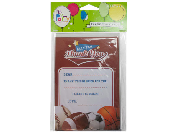 8 Count All Star Sports Thank You CARDS