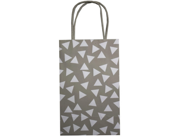 Small Gray Giftbag With Printed White Triangles