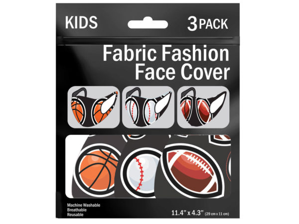 3 Pack Boys Asst 5.7 x 4.3 Inch Fabric Face Mask
