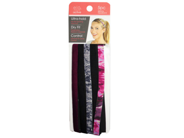 5 pack skinny neoprene headband in assorted styles