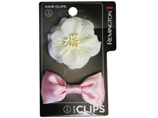 2 Count Salon CLIP with Bow and Flower