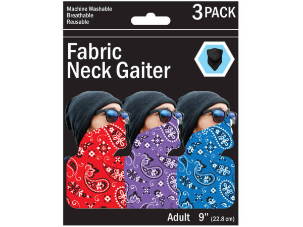 3 Pack Bandana Style Neck Gaiter 3 Asst Colors