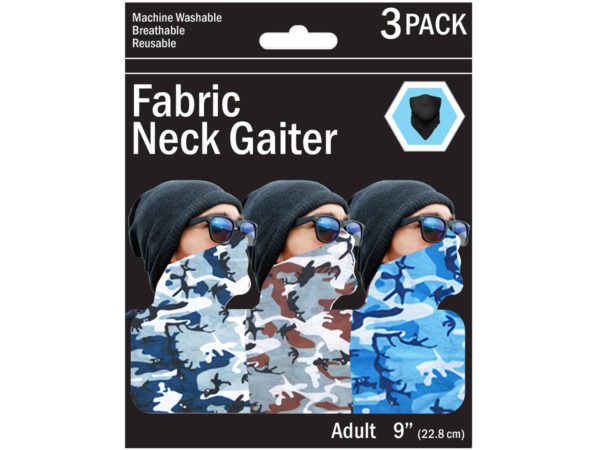 3 Pack Camouflage Style Neck Gaiter 3 Asst Colors