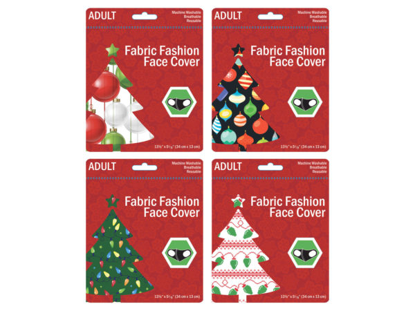 Adult CHRISTMAS Ornaments & Lights Washable Face Masks 4 Asst