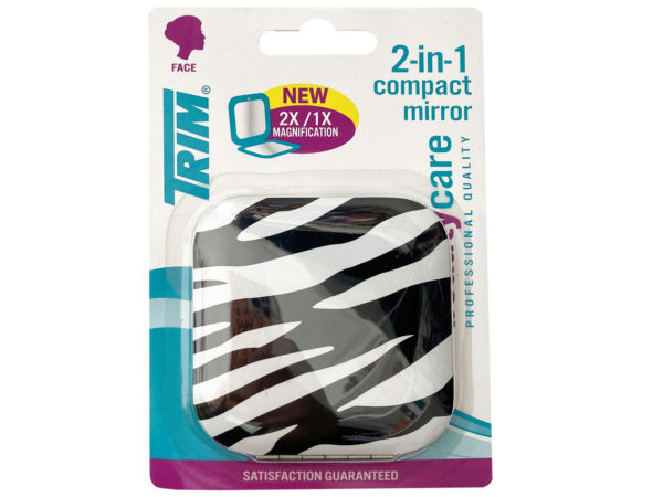 Trim Zebra Print 2 in 1 Compact Mirror with Magnetic Closure