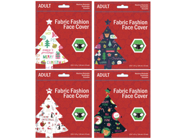 Adult CHRISTMAS Greeting Washable Face Mask 4 Asst