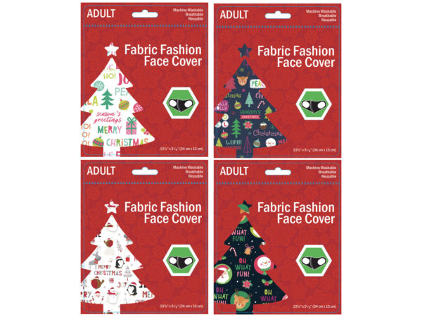 Adult Christmas Greeting Washable Face Mask 4 Asst