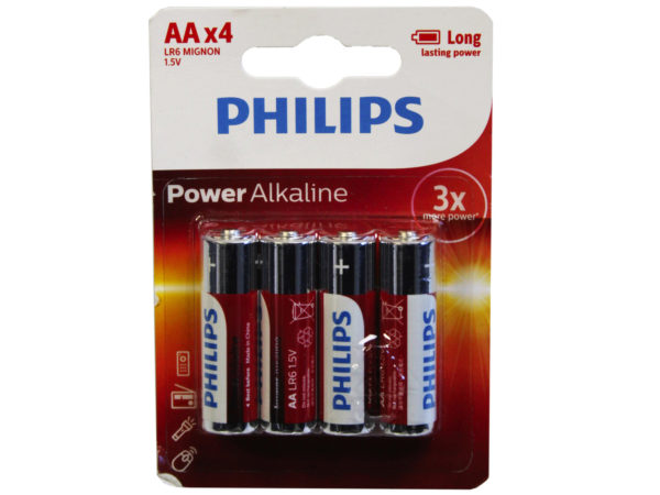 Philips Power Alkaline 4 Pack AA BATTERY