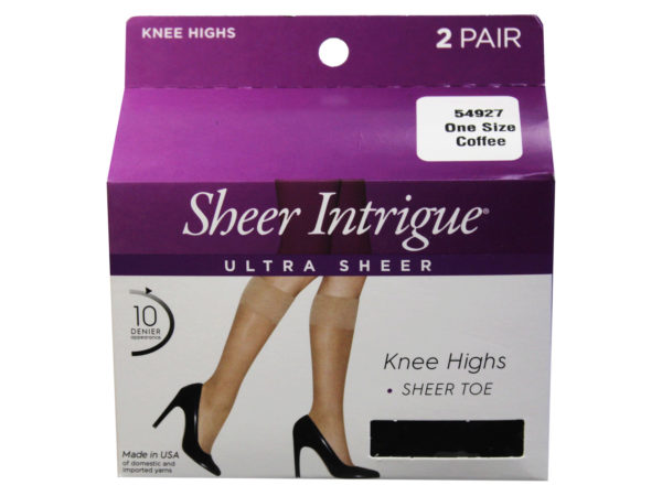 Sheer Intrigue Coffee Brown Ultra Sheer 2 Pack Knee High Pantyhose