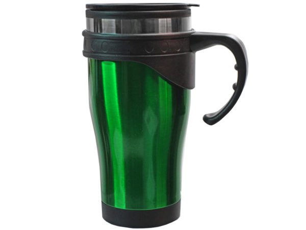 16 oz Green Stainless Steel Travel Mug with Handle in Gift Box