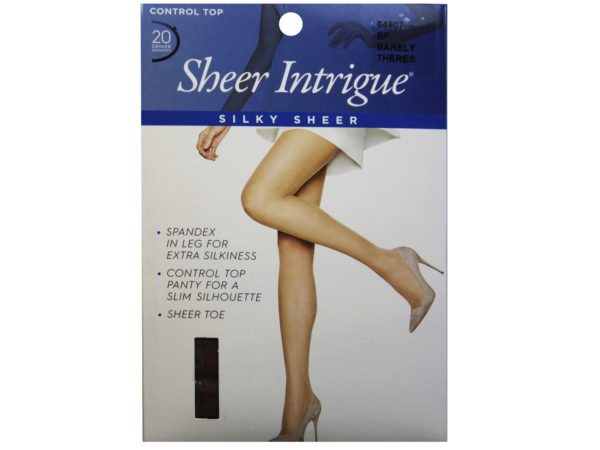 Sheer Intrigue Barely There Silky Sheer & Spandex Control Top Pantyhose Large