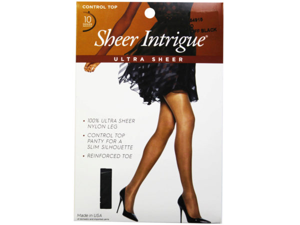 Sheer Intrigue Off Black Ultra Sheer Control Top Pantyhose Size D (PG)