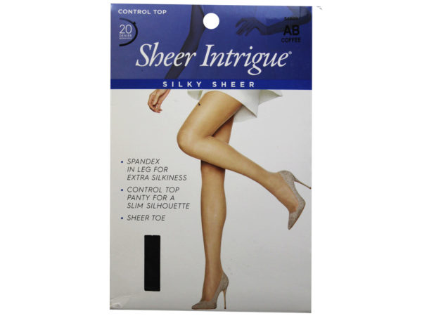 Sheer Intrigue Coffee Brown Silky Sheer & Spandex Control Top Pantyhose Small