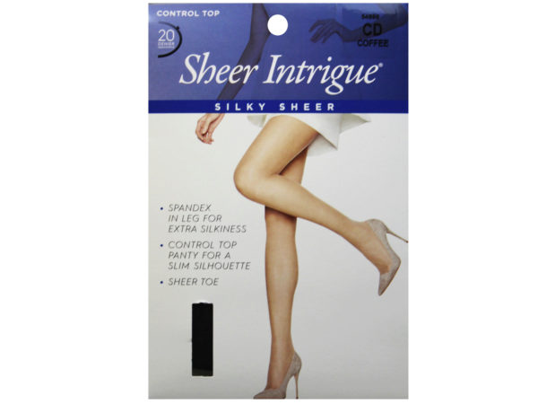 Sheer Intrigue COFFEE Brown Silky Sheer & Spandex Control Top Pantyhose Medium