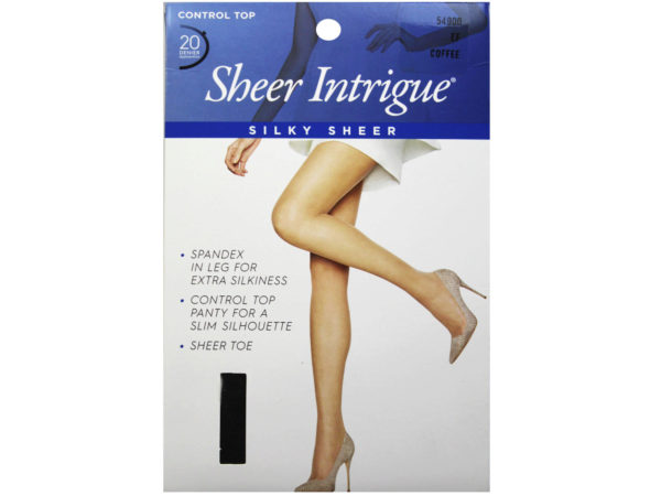 Sheer Intrigue COFFEE Brown Silky Sheer & Spandex Control Top Pantyhose Large