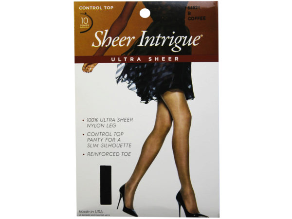 Sheer Intrigue Coffee Brown Ultra Sheer Control Top Pantyhose Size B (UH)