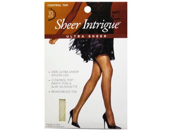 Sheer Intrigue Ivory Ultra Sheer Control Top Pantyhose Size B (UH)