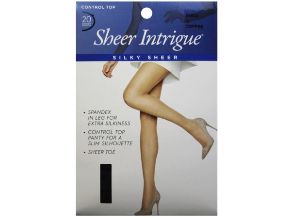 Sheer Intrigue Coffee Brown Silky Sheer & Spandex Control Top Pantyhose XXL