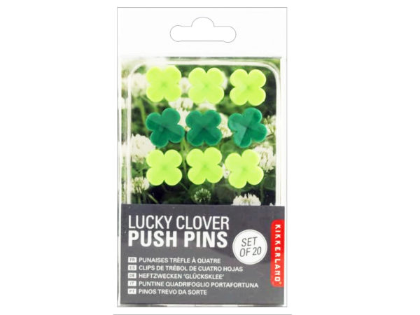 Kikkerland 20 Piece Lucky Clover Push Pins