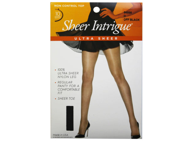 Sheer Intrigue Mid Black Ultra Sheer Control Top Pantyhose Size E (PE)