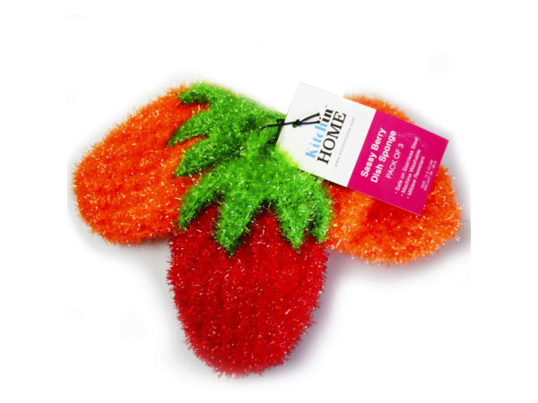 ''3 Pack Strawberry Sponges in Red, Orange and Orange''